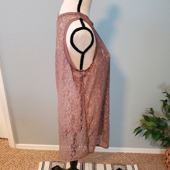 LOGO by Lori Goldstein layering lace tank in dusty rose, womens size large - Picture 3 of 6